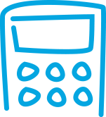 lightblue marker drawing outline of calculator